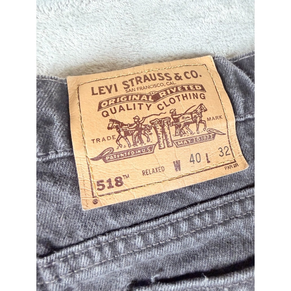 Vtg Levi's 518 Relaxed Jeans USA Made Black Orange Tab 40x32 Actual 38x32 - Picture 9 of 9